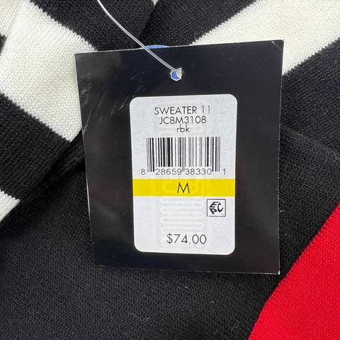 JHH Red Black Striped Colorblock Knit A-Line Sweater Dress Women's M NWT