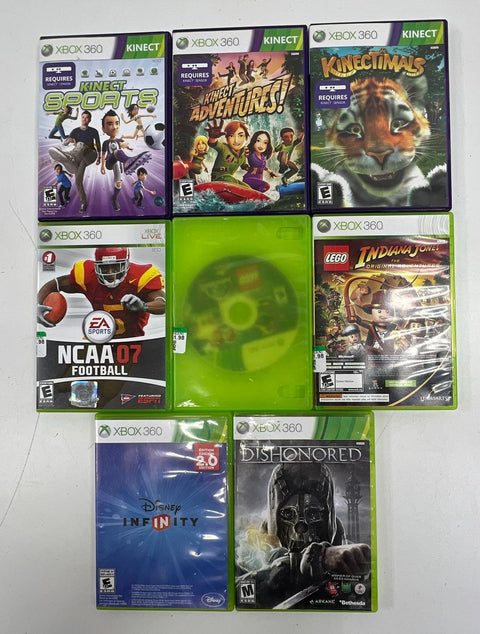 Dishonored LEGO Indiana Jones NCAA Football 8 Game Lot Microsoft Xbox 360