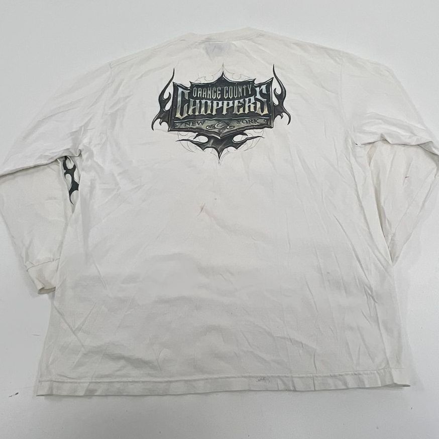 Vintage Y2K Orange County Choppers Graphic Biker T-Shirt Mens XXL Flames