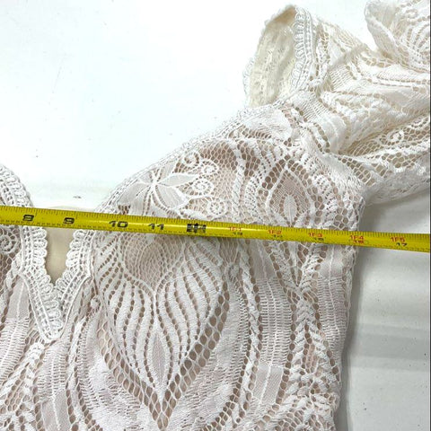 Unbranded White Ivory Floral Lace Long Sleeve Mermaid Gown Dress Women's S
