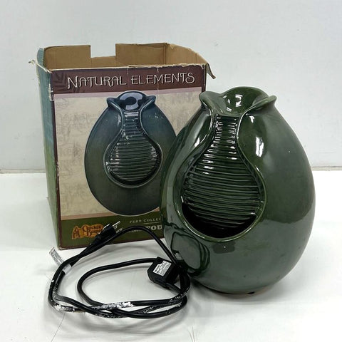 Cracker Barrel Natural Elements Ceramic Tabletop Water Fountain Green Tested