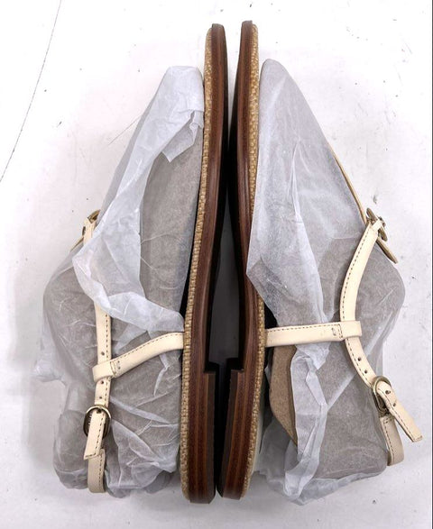 Sam Edelman Gigi Signet Ivory Leather T-Strap Thong Sandals Women's Size 10 M