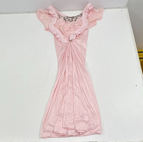 Vintage 70s Vanity Fair Embroidered Lace Trim Nightgown Peignoir Made USA Sz M