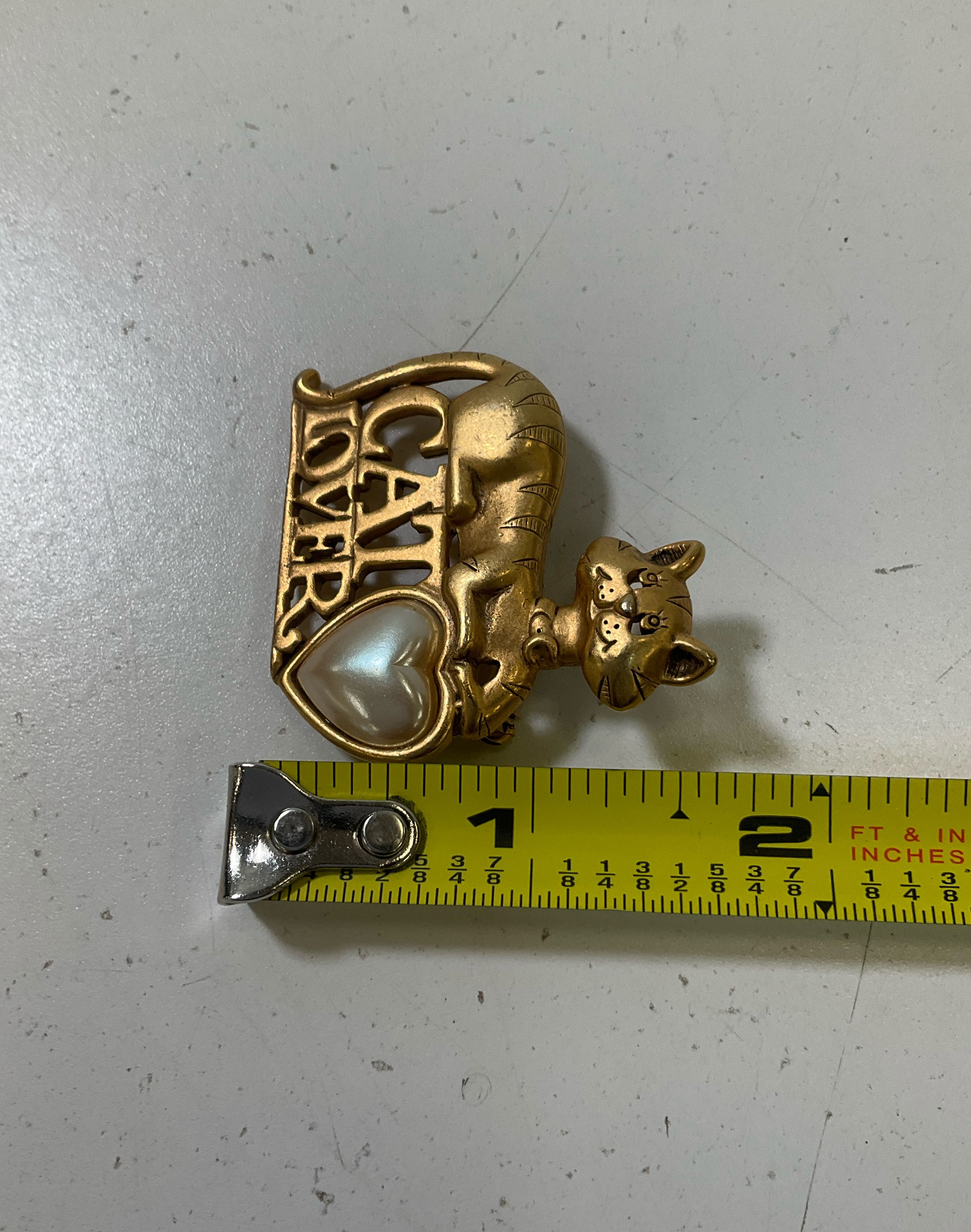 3 Vintage Cat Brooches JJ Dangling Yarn Gold Tone Doncraft Cat Lover & Ceramic