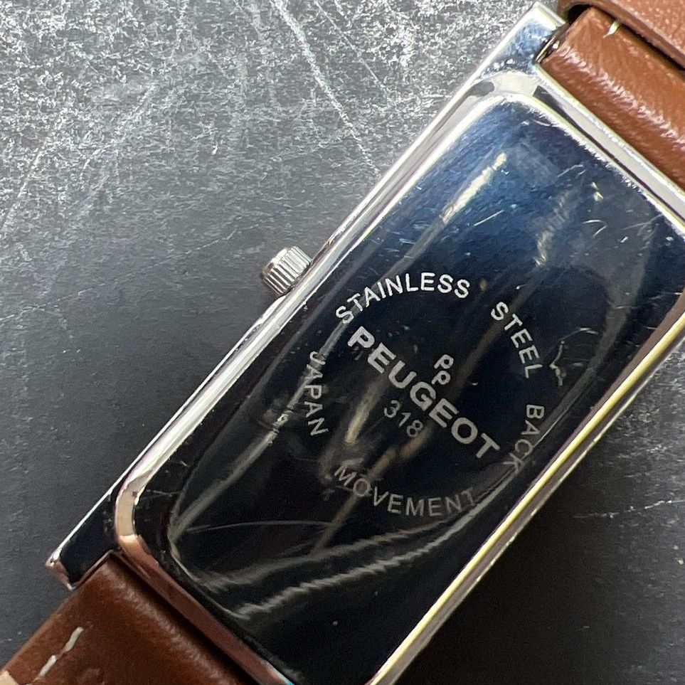 Peugeot 318 Brown Leather Band Wristwatch New Battery
