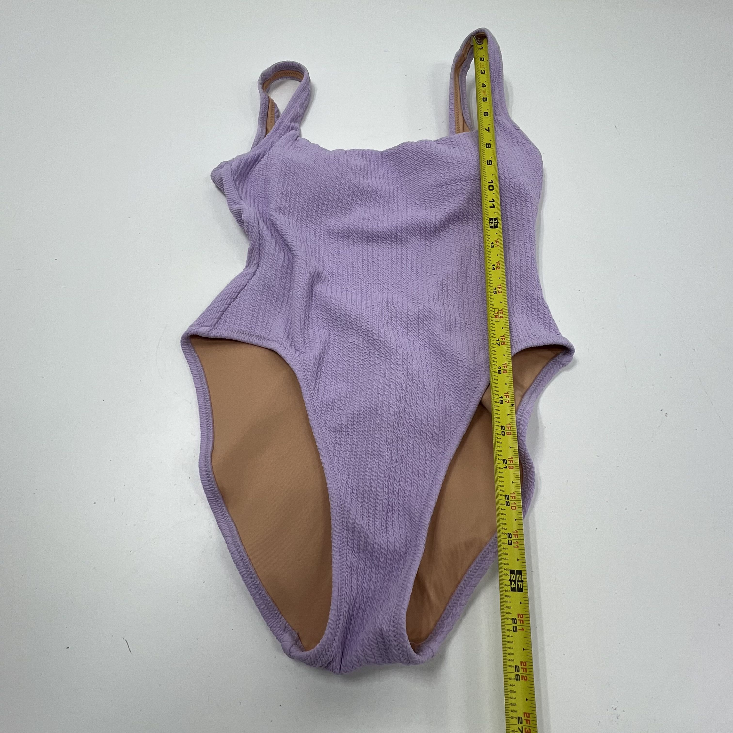 NWT J.Crew Square Neck Textured Purple One Piece Swimwear Women's 6