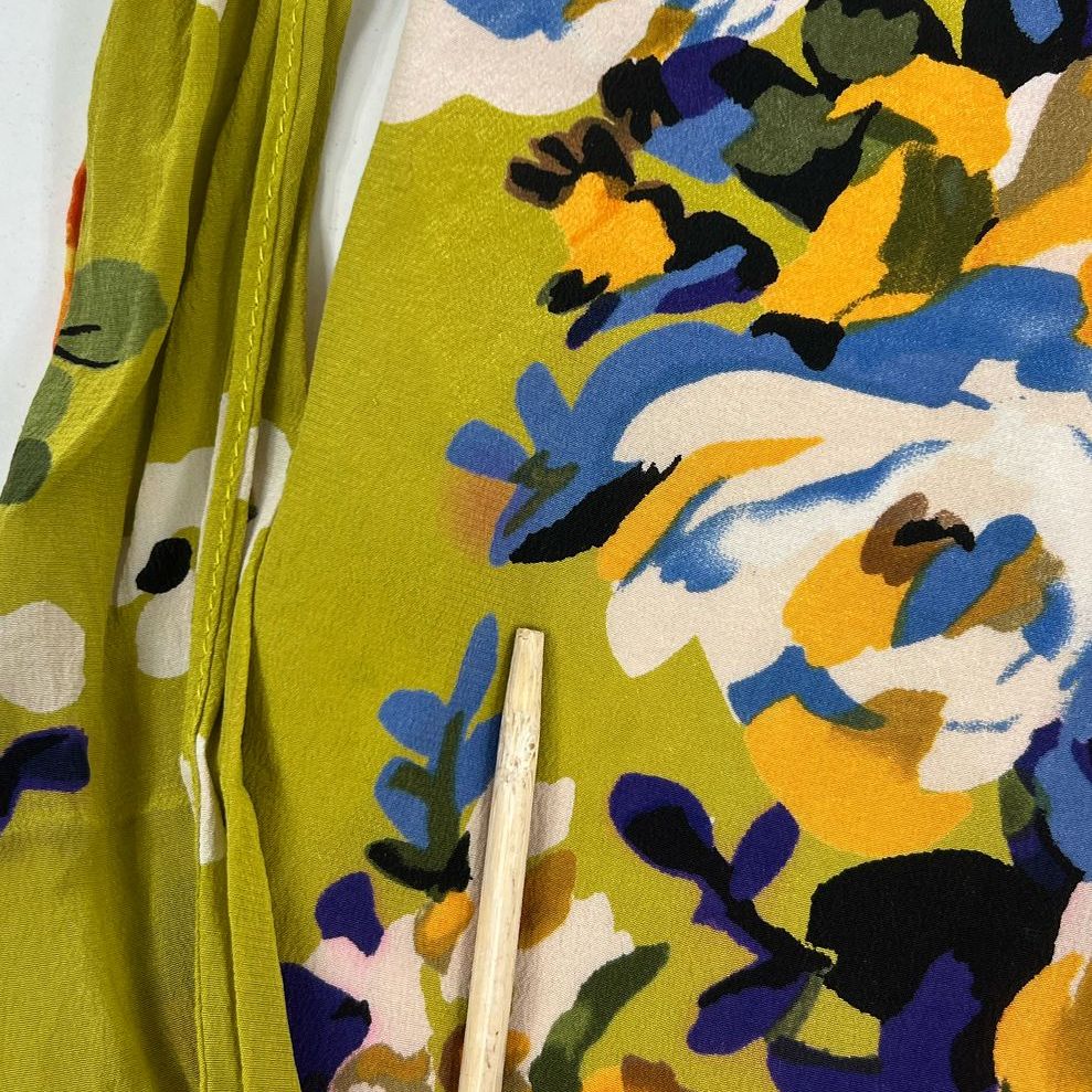 Women's Moulinette Soeurs Chartreuse Floral Silk Short Sleeve Dress - Size 14