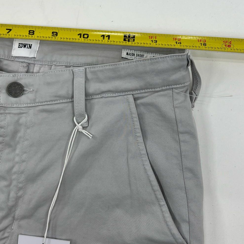 NWT Men's Edwin Mason Plain Grey Slim Chino Style Shorts - Size 28