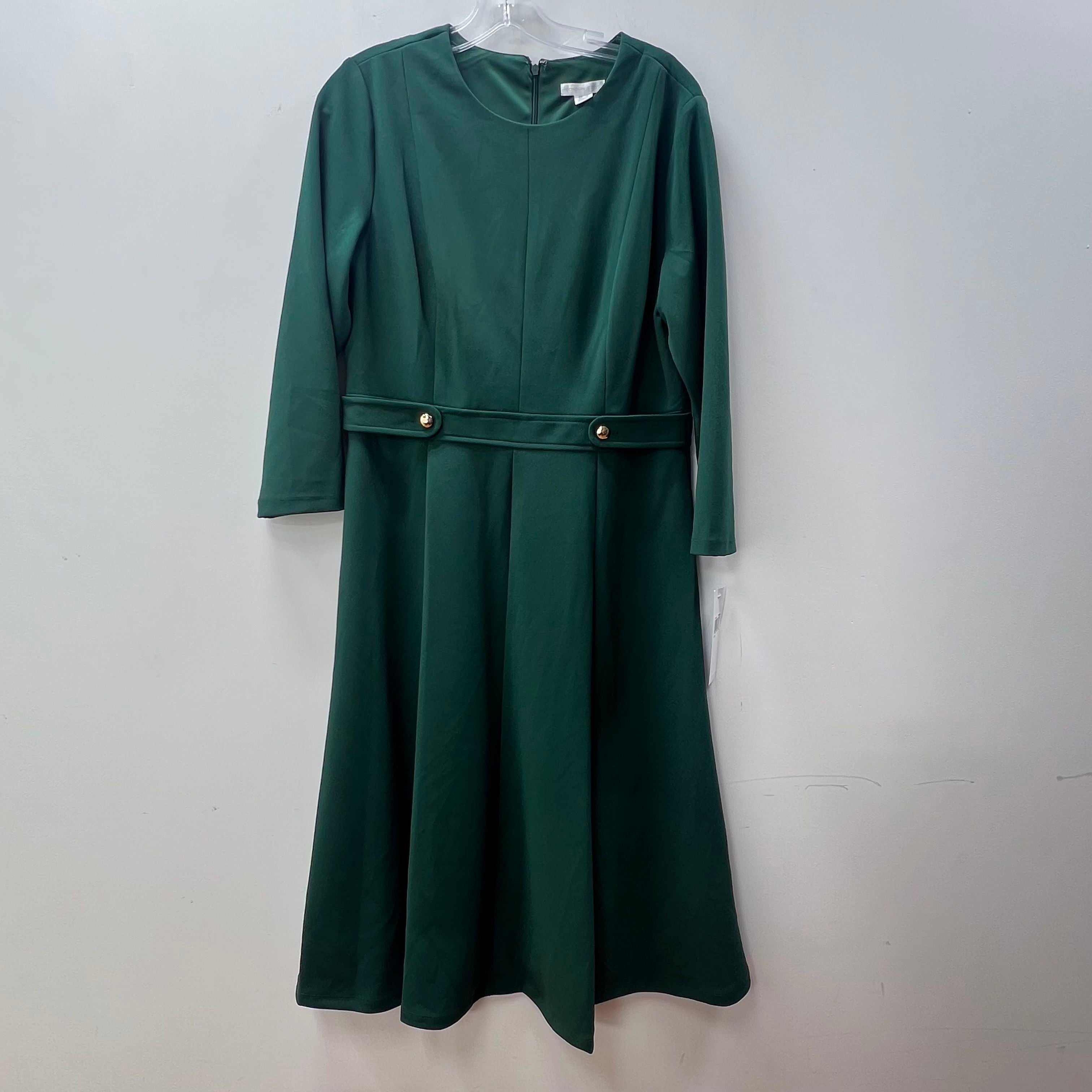 NWT London Times Emerald Green Fit & Flare Knee Length Dress Women's 12