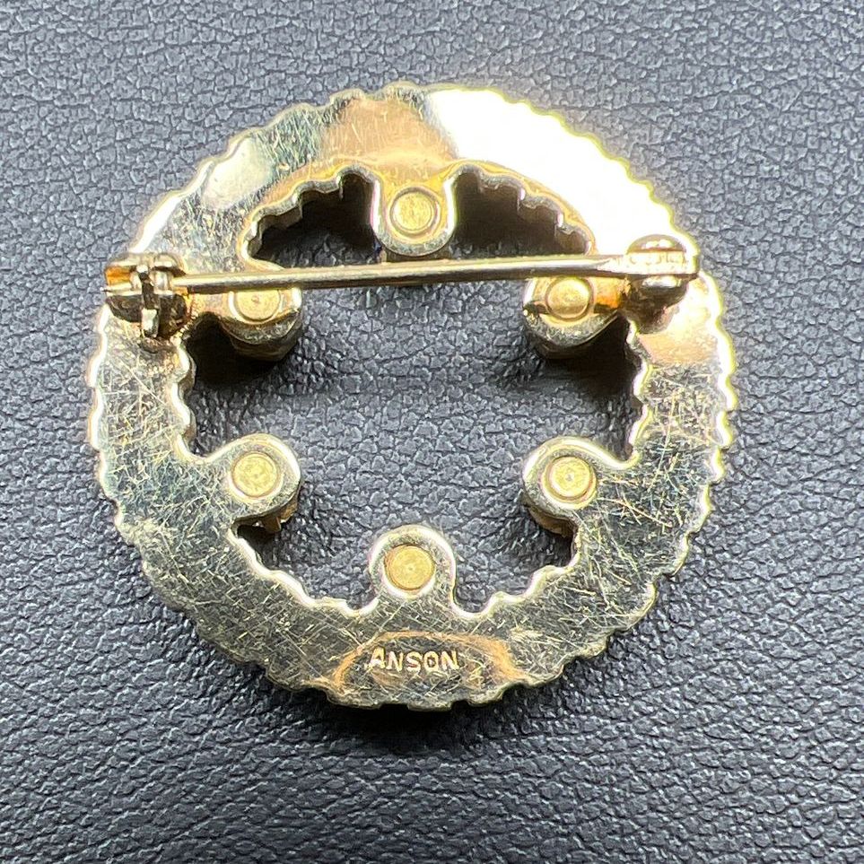 Anson Gold Plate Rhinestone Wreath Brooch