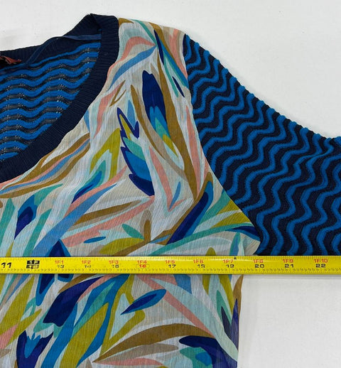Missoni for Target Chevron Mixed Media Abstract Sweater Top Blue Women's XL