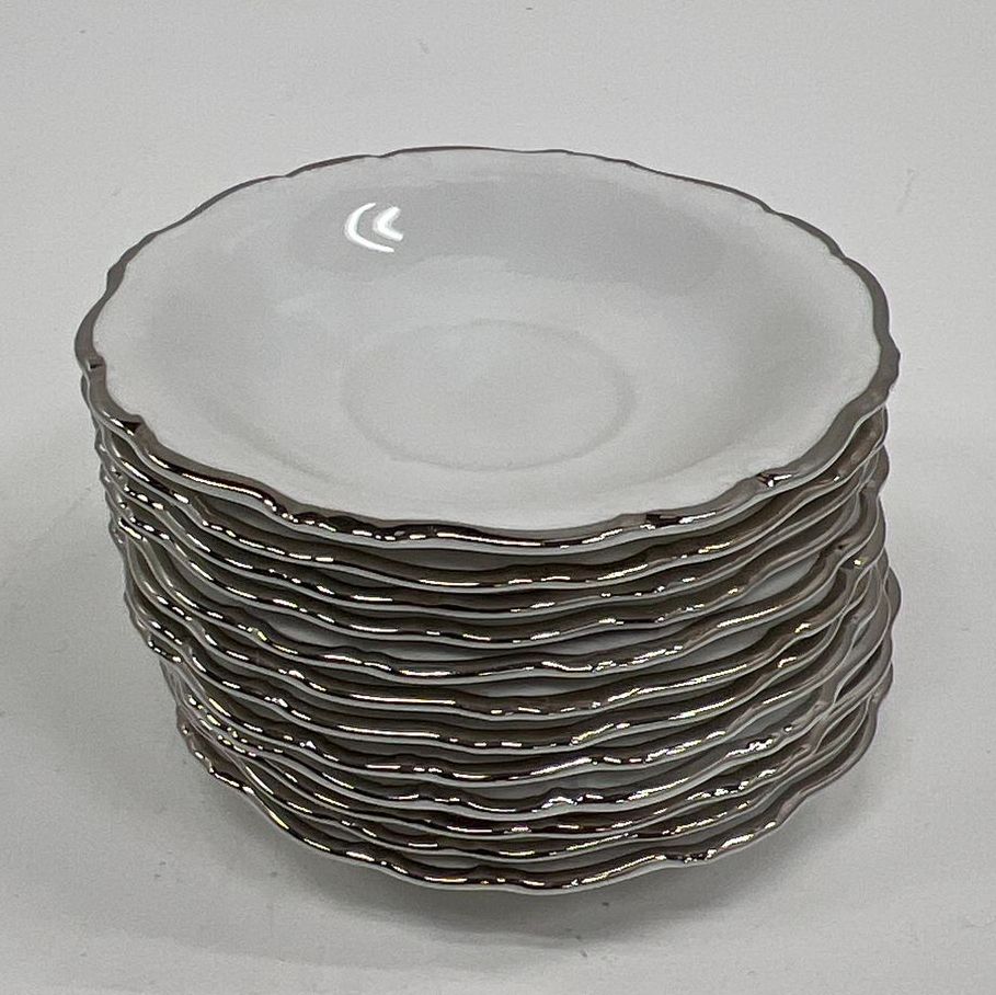 Vintage Lot 12 Johann Haviland Bavaria Platinum Baroque Dessert Berry Bowls