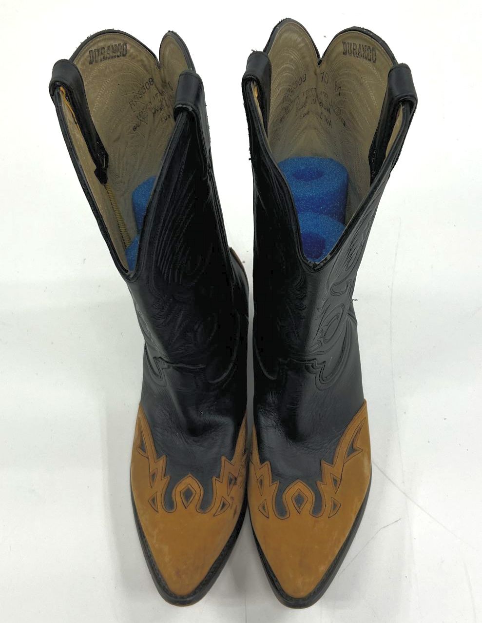 Women's Durango Black & Brown Genuine Leather Western Pull On Boots Size 10M