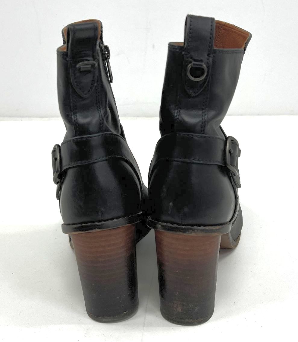 Coach Black Leather Side Zip Casual Block Heel Boots Women's Size 10