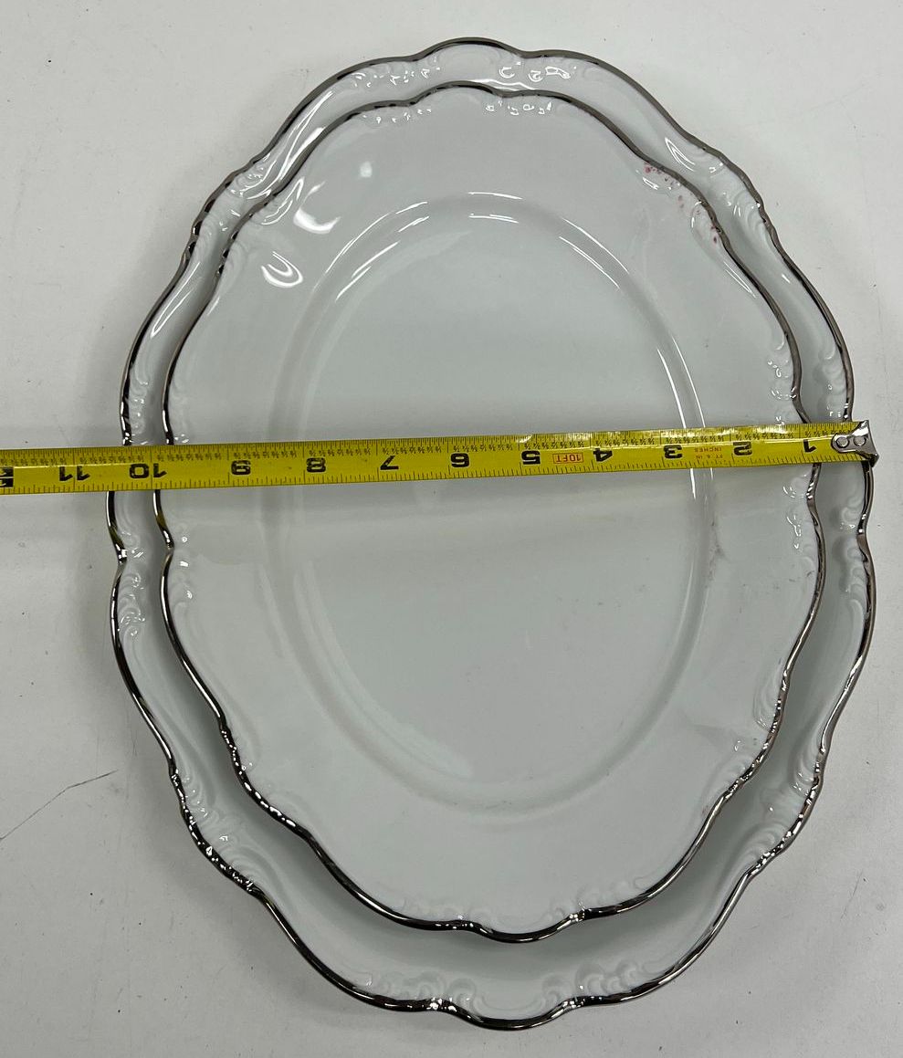 Vintage Johann Haviland Platinum Baroque Serving Platter Gravy Boat Lot 3pc