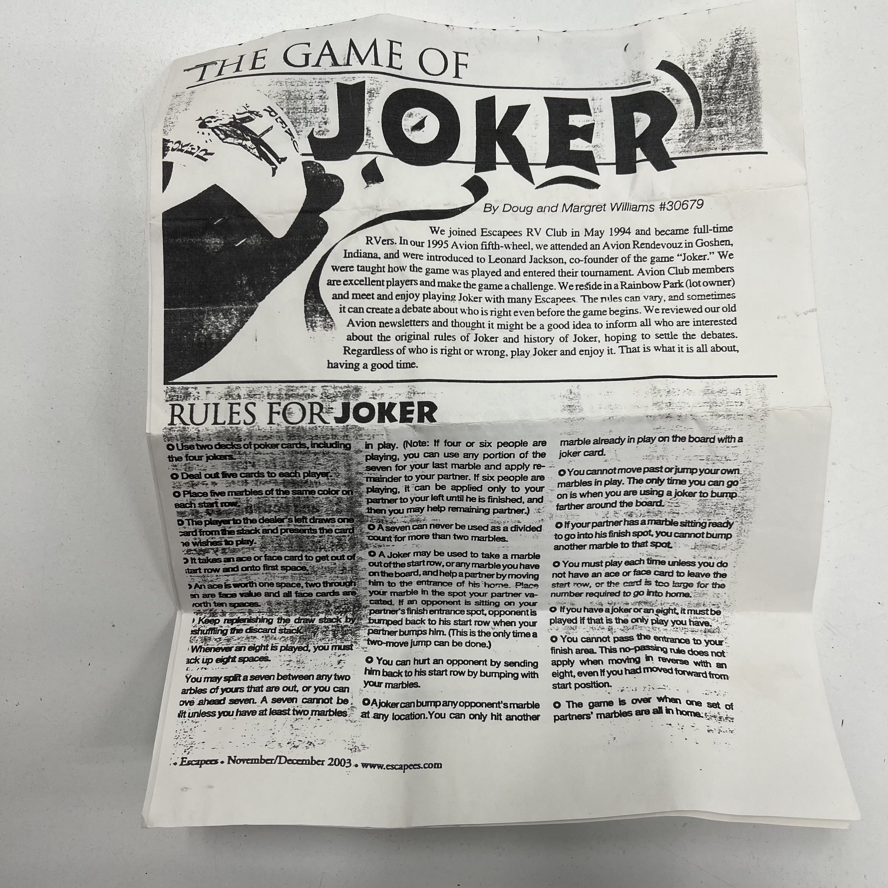 The Game of Joker Wooden Boards Pegs Games 6 Player Pieces Instructions