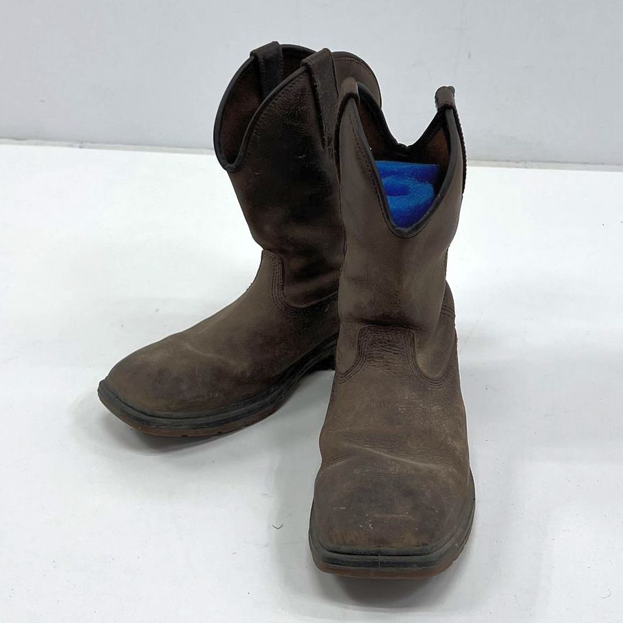 Men's Rocky Brown Genuine Leather Western Squared Toe Boots Size 9M