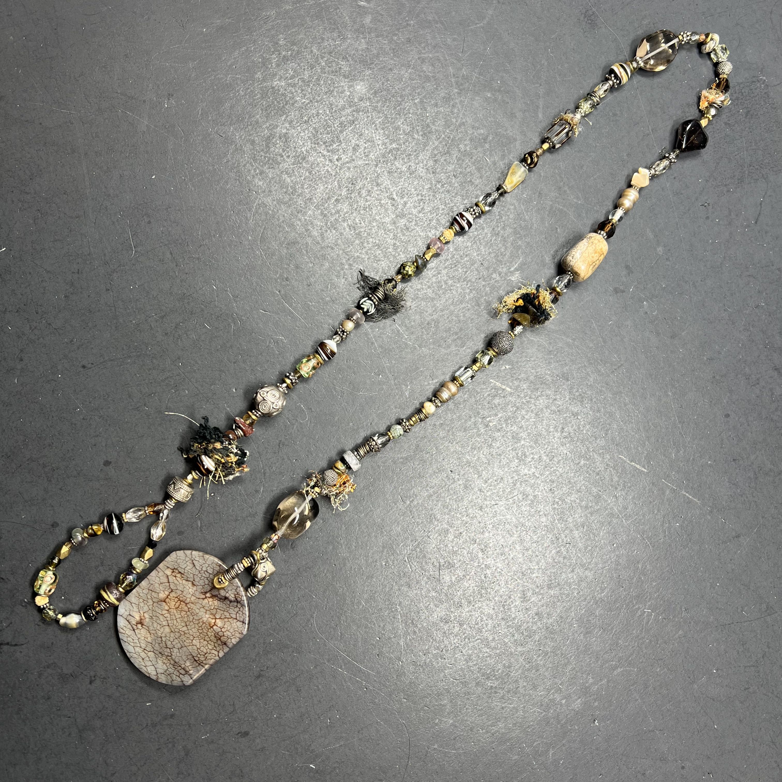 Handcrafted Earthy Tone Stone Beaded Necklace