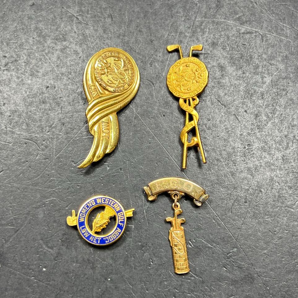 Vintage Womens Western Golf Association Gold Filled & Sterling Silver Pins