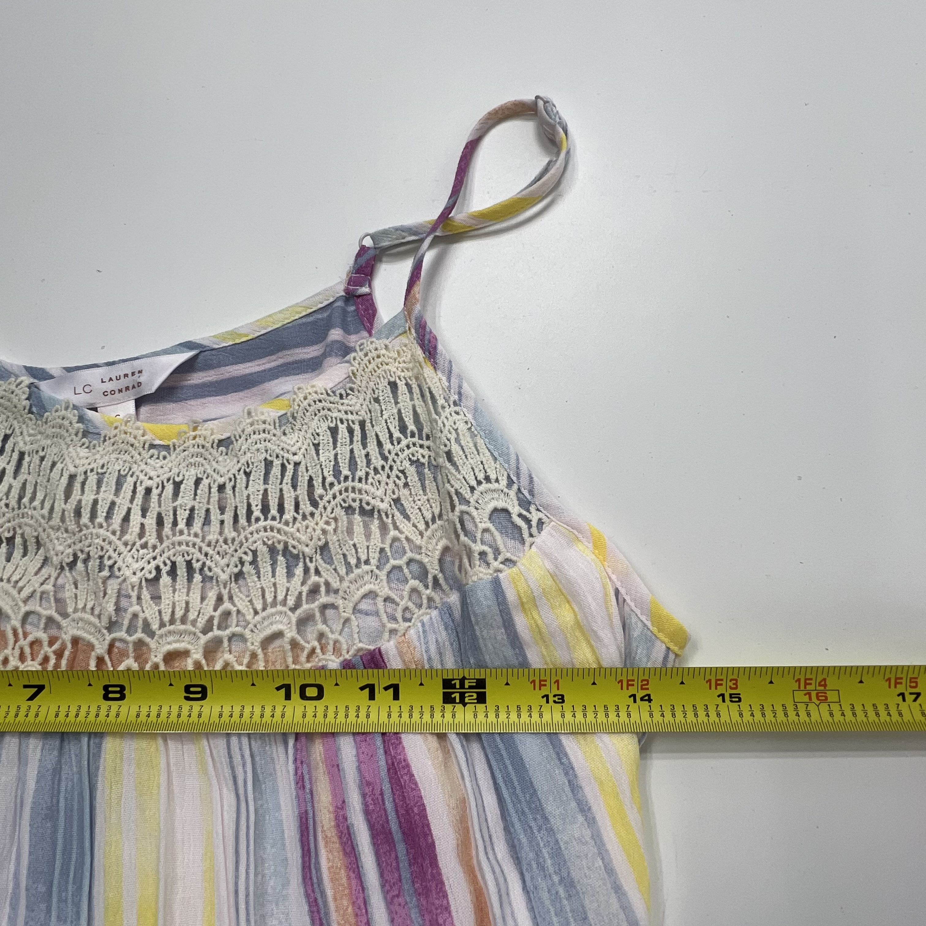NWT Lauren Conrad Maxi Watercolor Multi Stripes Sundress Women's Small $74