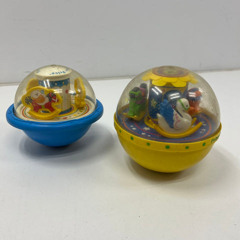 Vintage Fisher-Price Toy Lot Music Box Roll-A-Round Activity Center 70s-90s