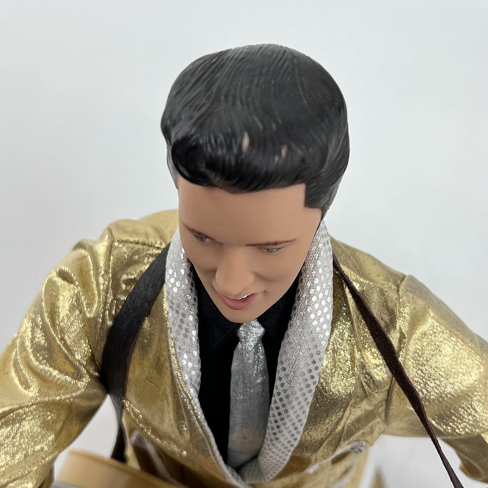 Vintage Y2K Gemmy Elvis Presley Dancing Figure Lot of 2 Gold Lame Christmas IOB