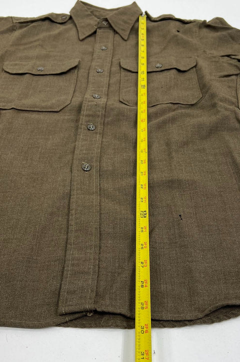 Vintage 50s Military Issue Wool Field Shirt Button Up Olive Drab Sz M