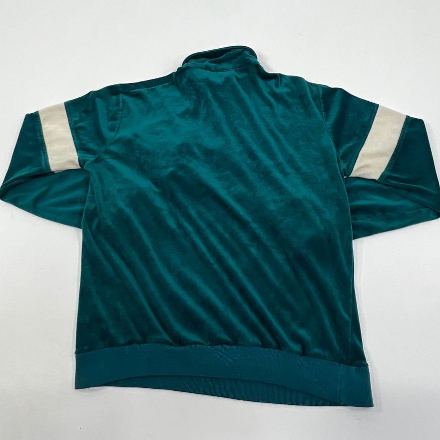 VTG Men's Tall Man Teal Acrylic Velour Banded Pullover 1/4 Zip Jacket - Size XLT