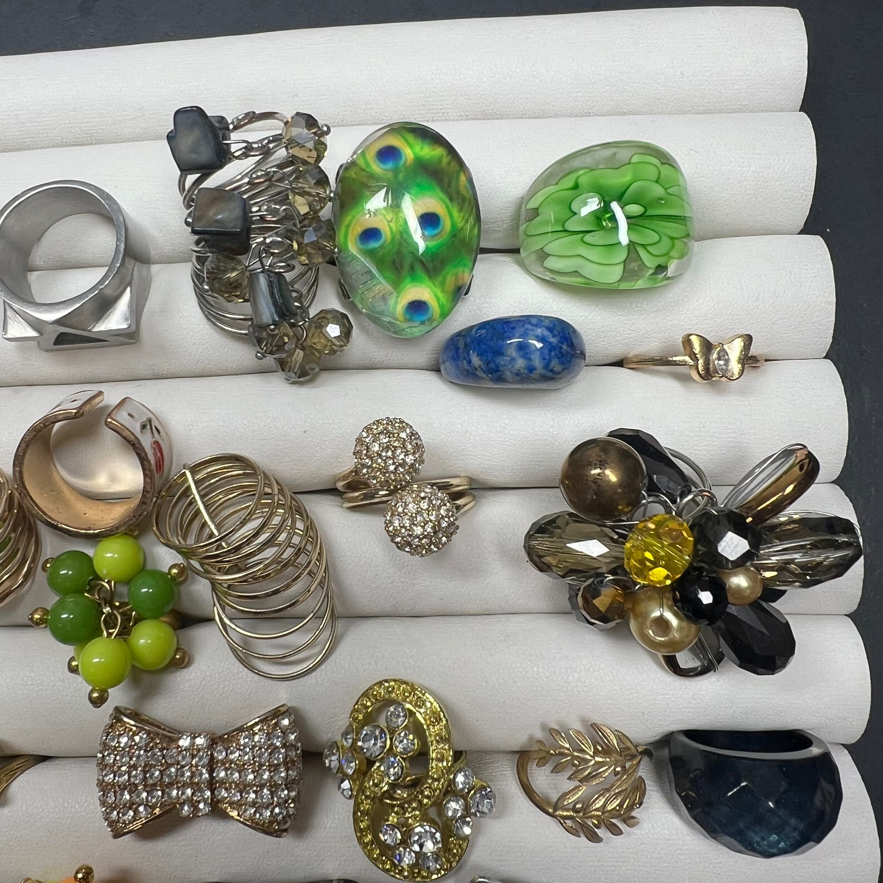 Lot of Costume Jewelry Rings Large Unique