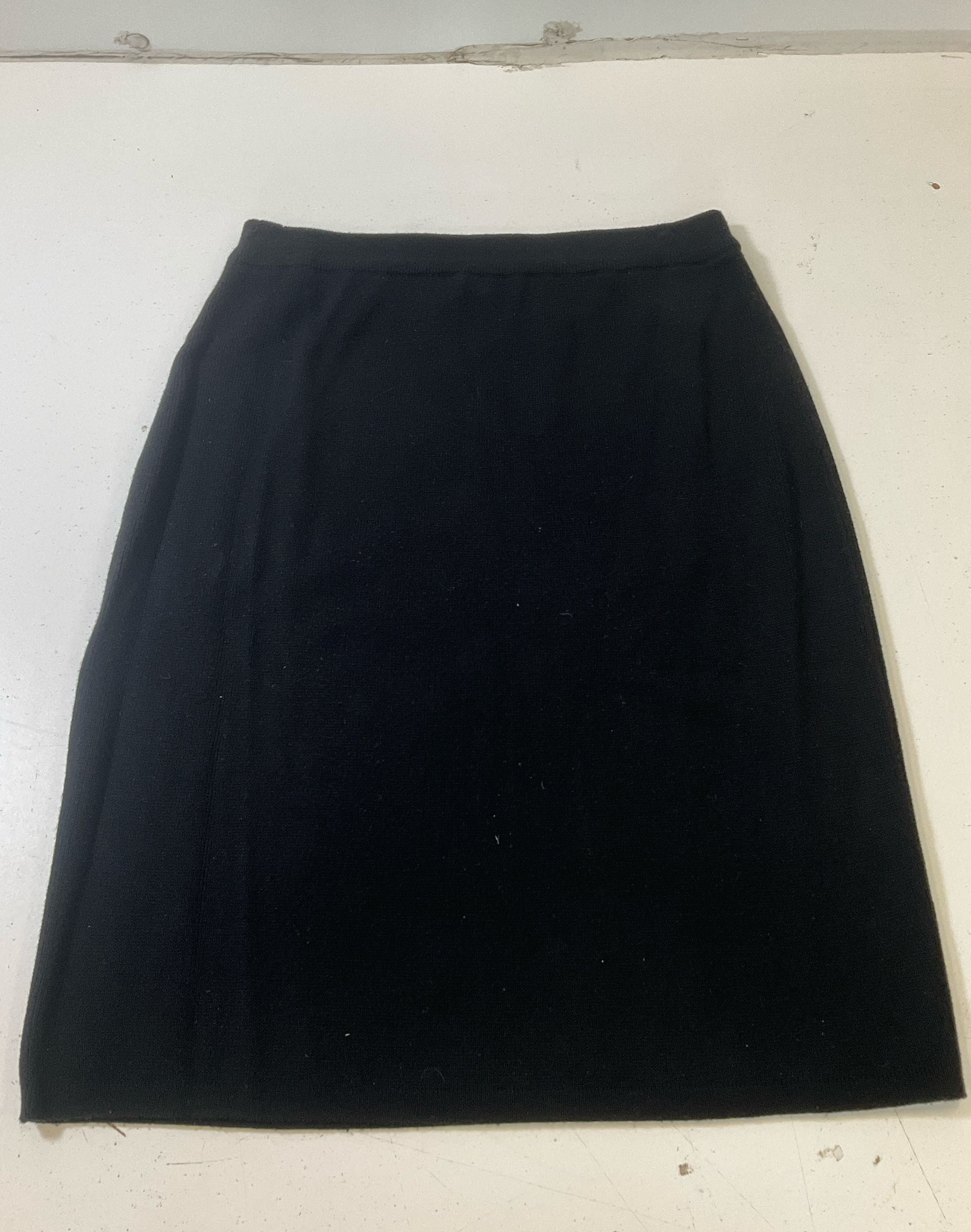 Vintage Norton Studio Black Sweater Knit Skirt Suit Sz M/L Jackie O 90s Does 60s
