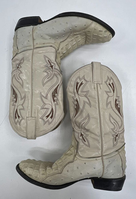 Jugo Boots Hornback Caiman Ostrich Quill Western Cowboy Boots Mens Size 9.5
