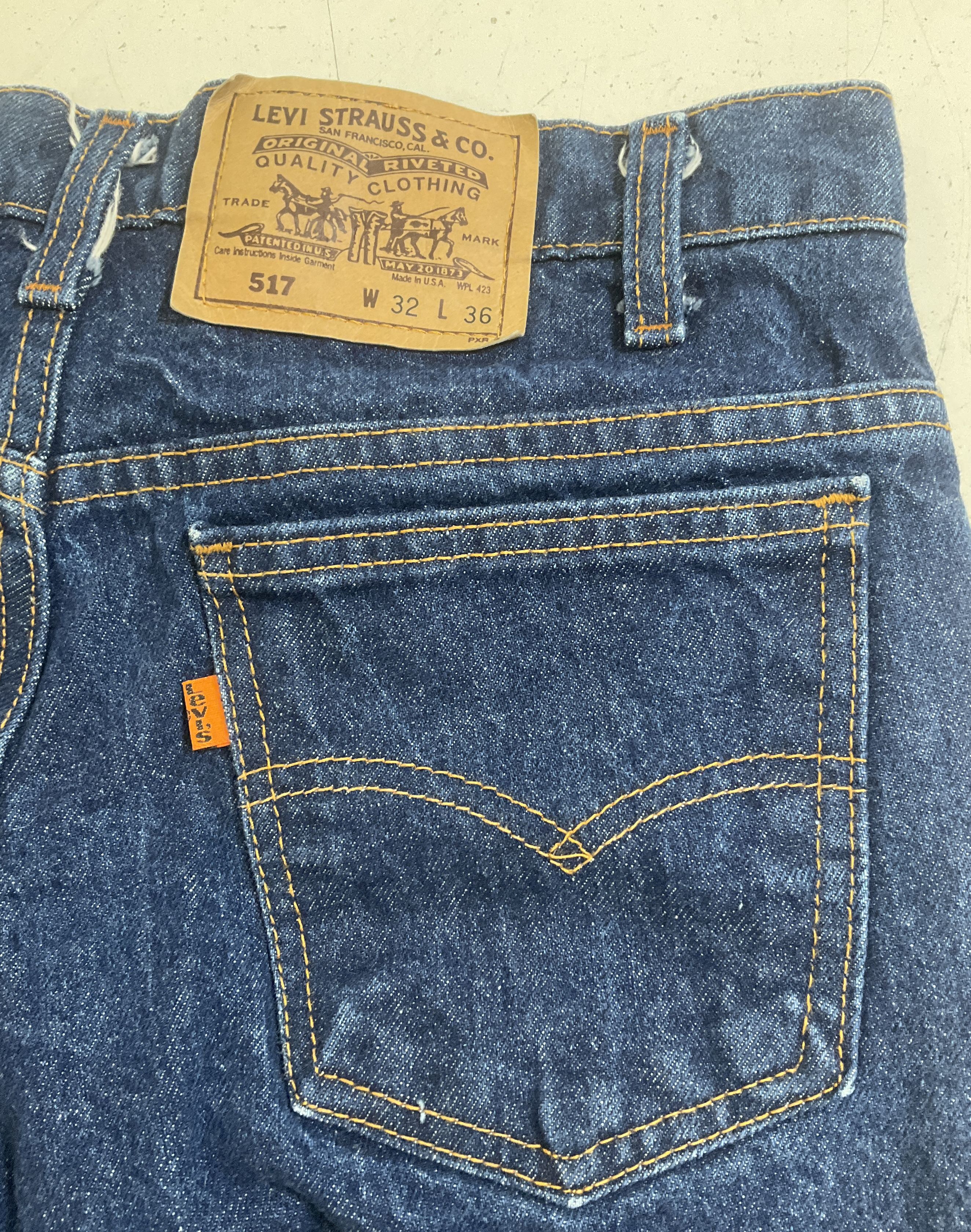 Vintage 90s Levi's 517 Orange Tag Dark Wash Bootcut Jeans Men's W32 L36