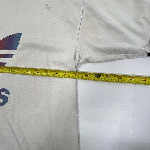 Vintage 90s Adidas Trefoil Rainbow Logo Ringer T-Shirt Made in USA Sz XL