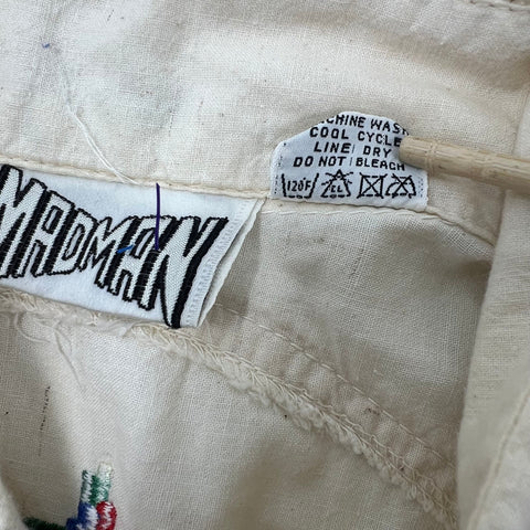 Vintage 90s Madman Cream Embroidered Western Button Up Shirt Men's XL