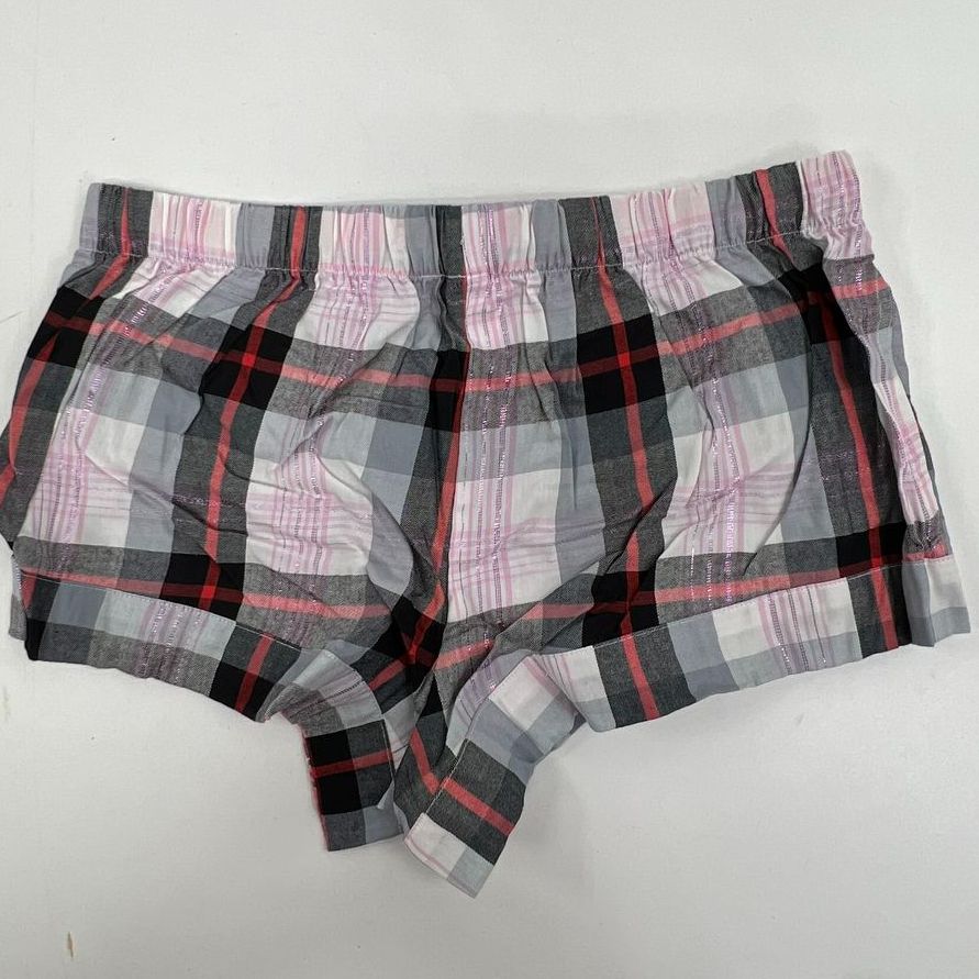 NWT Women's Victoria's Secret Red Plaid Pajama Shorts Long Sleeve Set Size Small