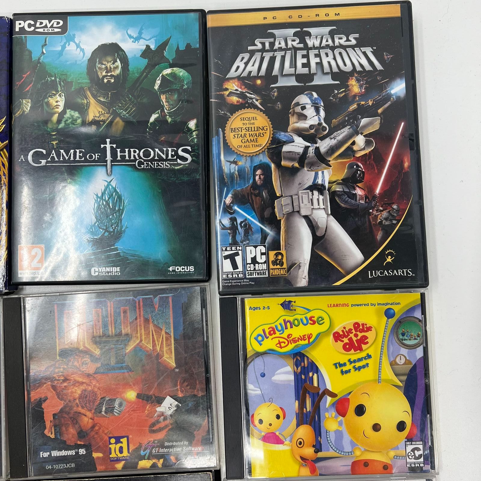 Lot of 16 PC DVD Rom Games Star Trek Train Simulator Star Wars Tron 2.0 Dr. Who