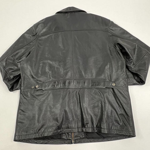 Vintage 90s Wilsons Thinsulate Quilted Lined Leather Car Coat Jacket Sz XL