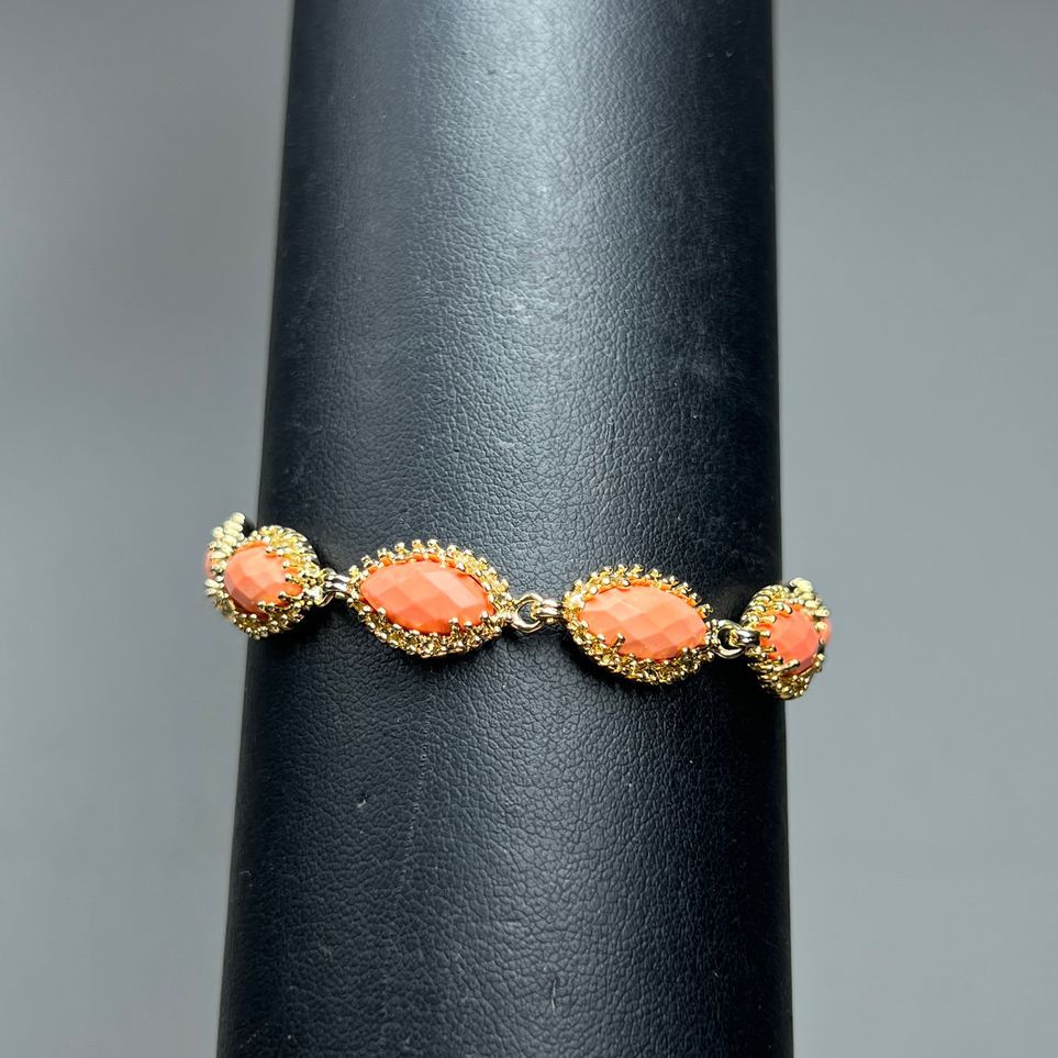 Kendra Scott Orange Multifaceted & Gold Tone Tennis Bracelet