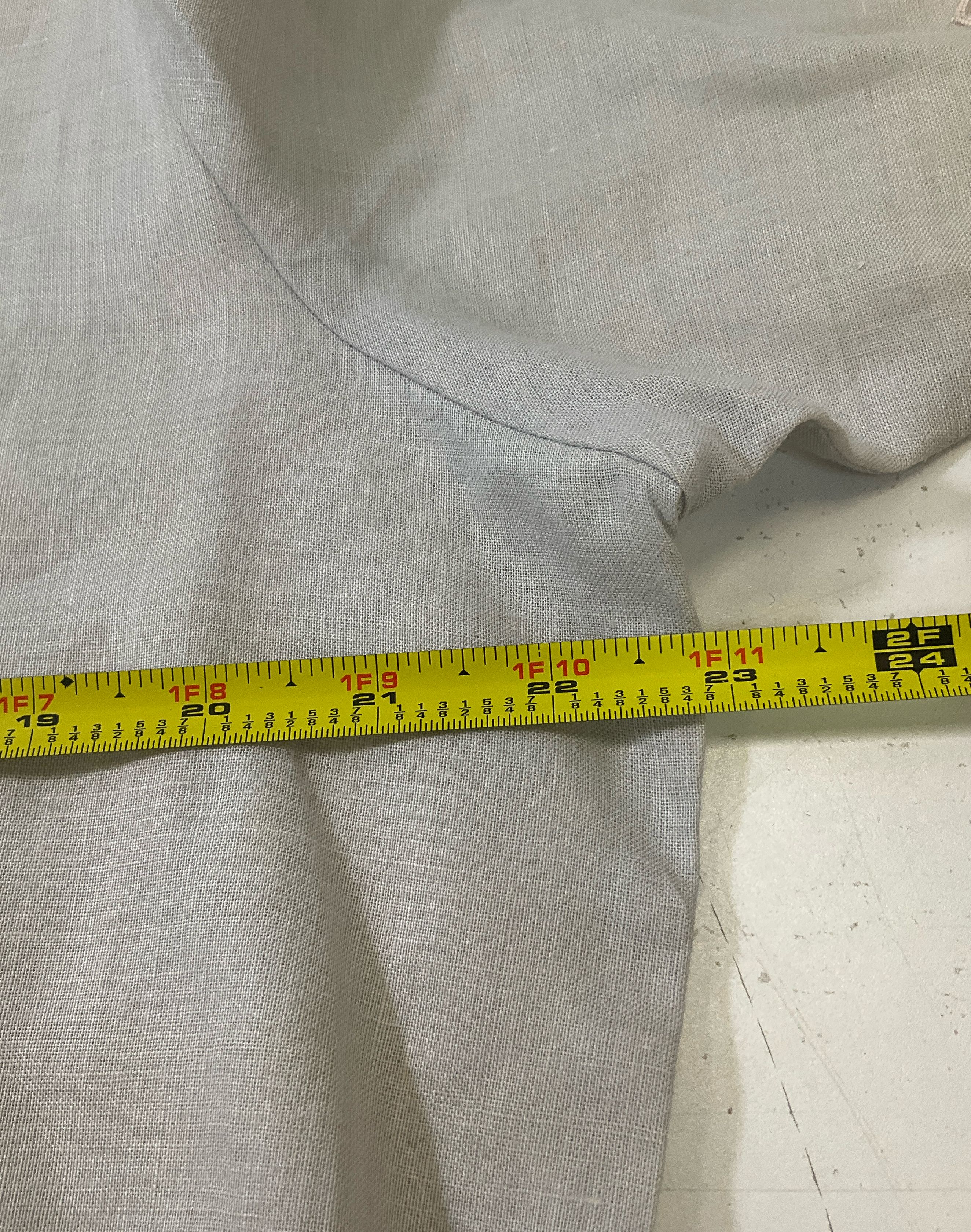 SYS Women's Pale Blue Gray Shirt Dress Hand Embroidered 100% Linen Sz 42 Vintage