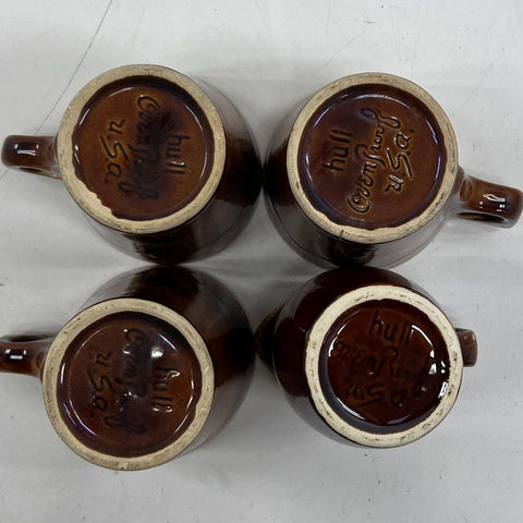 Hull Brown Drip 7 pc Lot Pitchers Creamer 4 Mugs Vintage USA