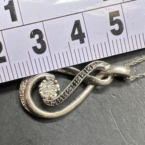 925 Sterling Silver Twist Gemstone Pendant Necklace 4g