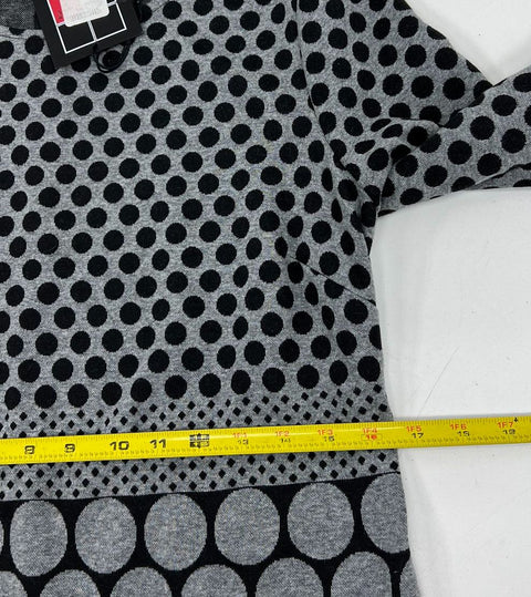 Carre Noir Gray Black Polka Dot Short Sleeve Sheath Dress Women's M NWT