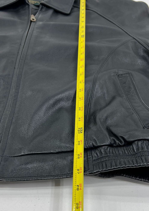 Vintage 90s Croft & Barrow Genuine Leather Bomber Jacket Quilted Lined Sz XL