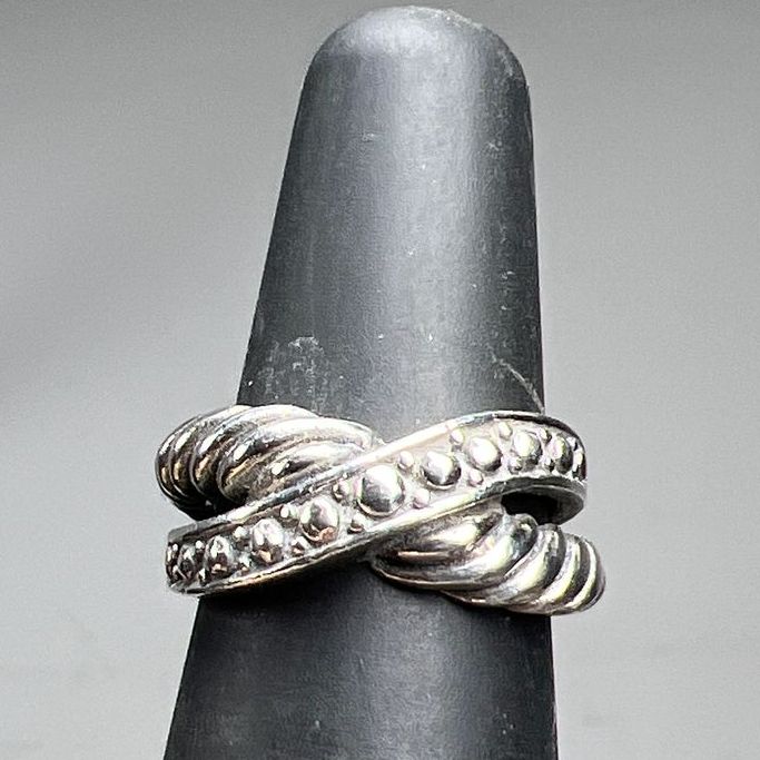 925 Sterling Silver Crossover Ring Size 5