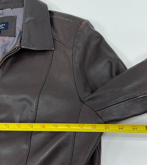 Sonoma Brown Lambskin Leather Full Zip Jacket Women's L