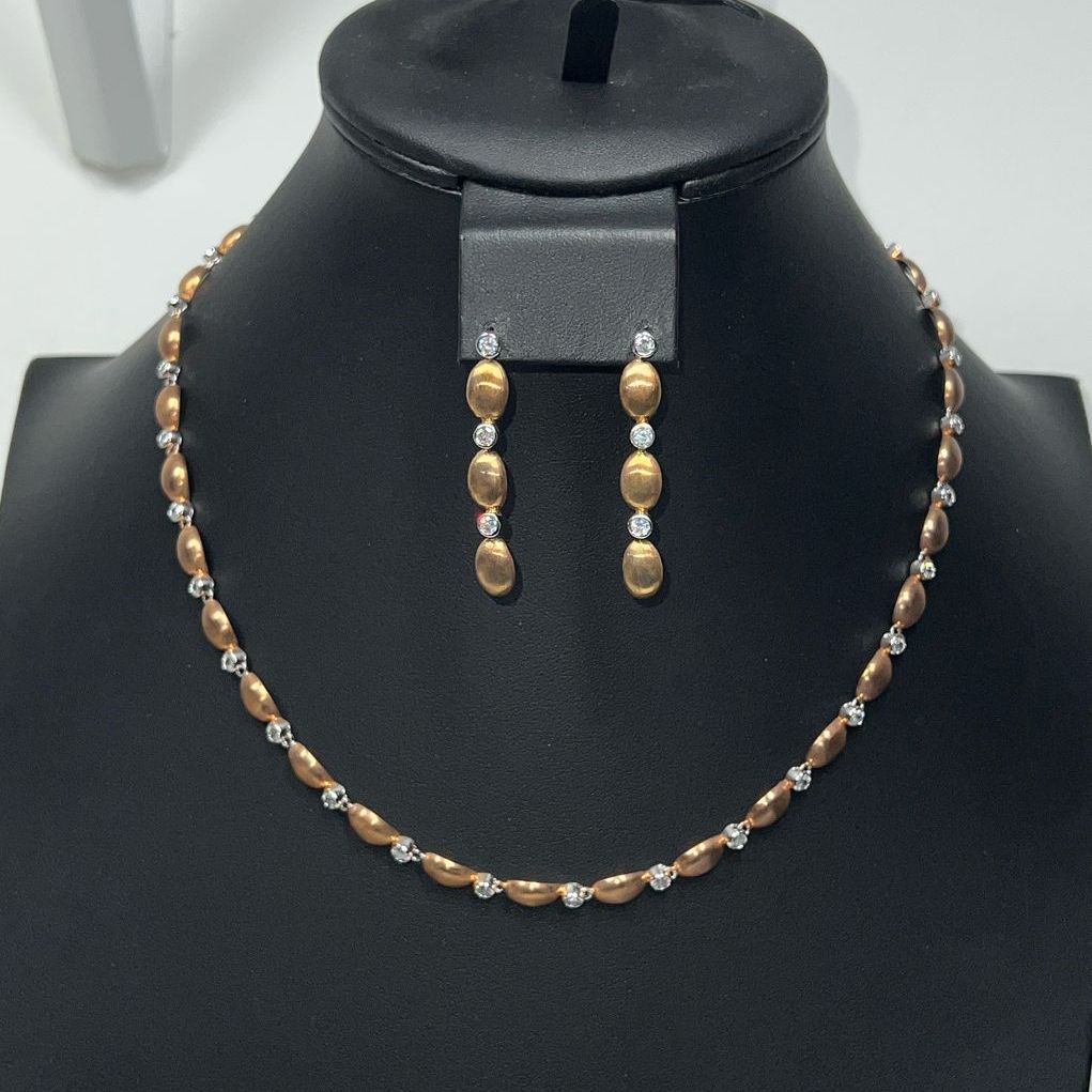 Gold Plate Rhinestone Earrings and Necklace Set