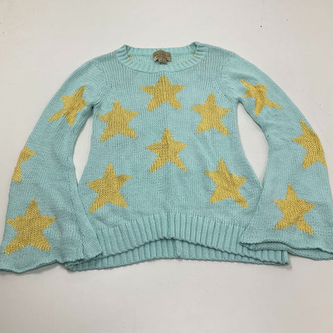 Wildfox White Label Blue Seeing Stars Lennon Bell Sleeve Cotton Sweater Women's
