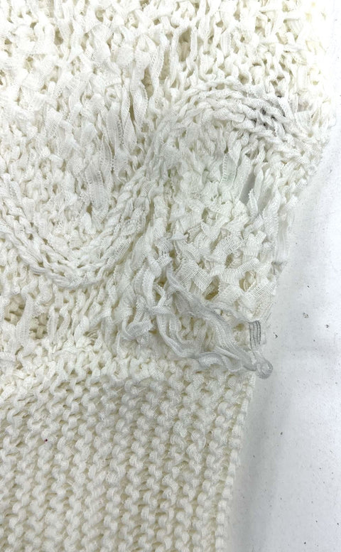 Lilly Pulitzer White Brenton Fringed Open Knit Sweater Women's Large