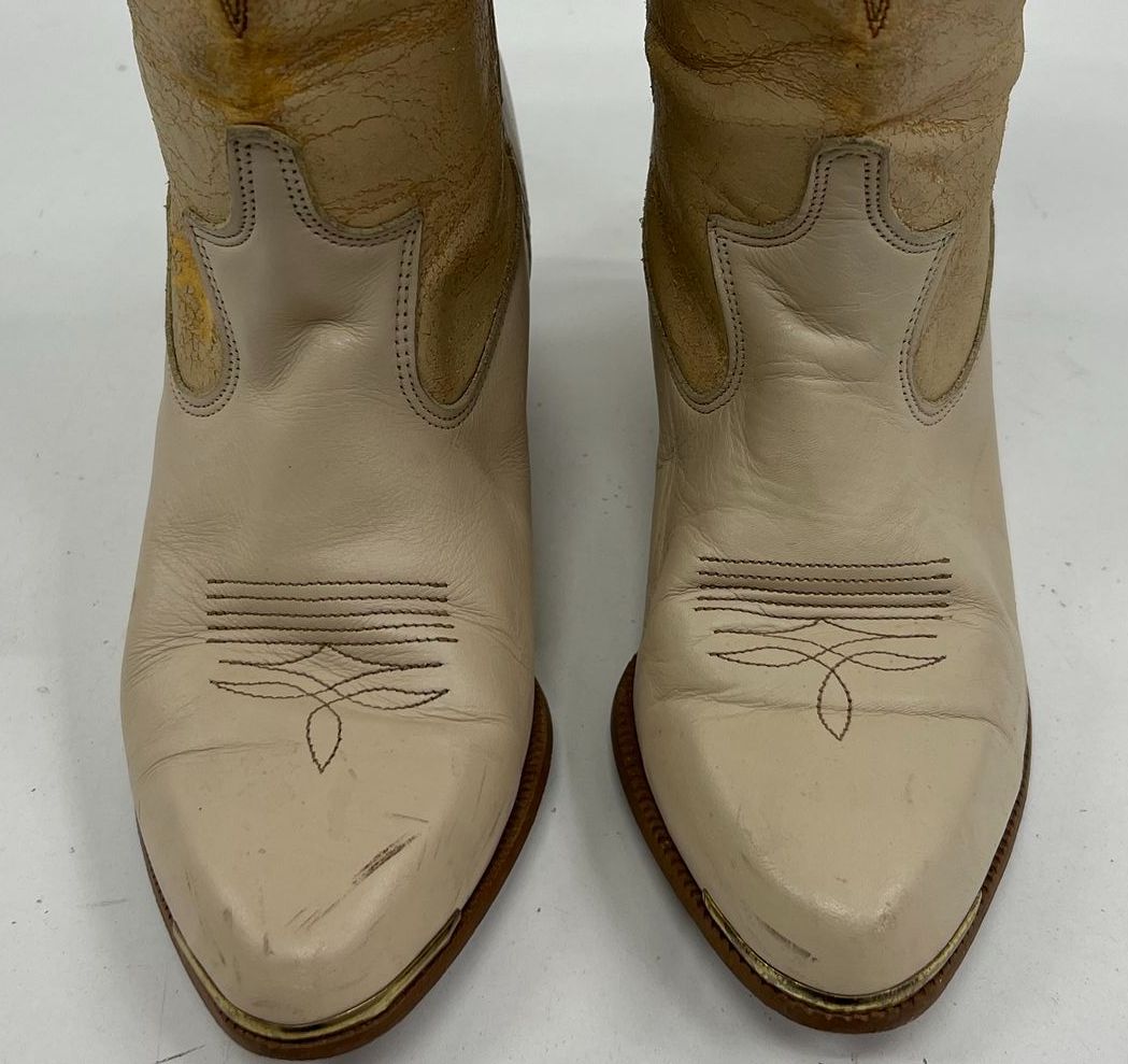 Vintage Dingo 42002 Two Tone Leather Western Cowgirl Boots USA Made Size 7.5