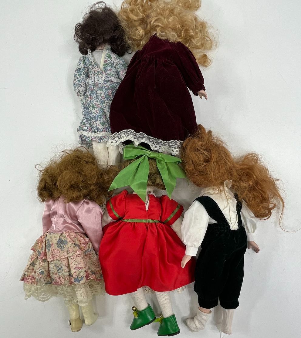 Vintage Lot of 5 Porcelain Dolls Hallmark 1984 LE Boy Girl Collector Dolls